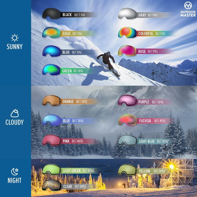 Load image into Gallery viewer, OutdoorMaster OTG Ski Goggles - Over Glasses Ski/Snowboard Goggles for Men, Women &amp; Youth - 100% UV Protection-OM-5
