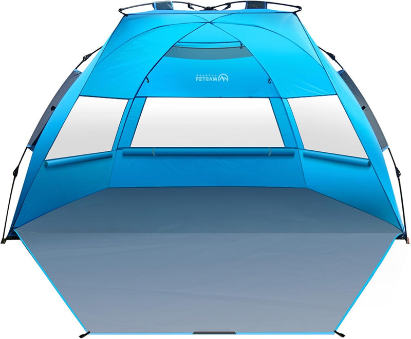 Load image into Gallery viewer, OutdoorMaster Pop Up 3-4 Person Beach Tent X-Large - Easy Setup, Portable Beach Shade Canopy Folding Sun Shelter with UPF 50+ UV Protection Removable Skylight Family Size (Blue)

