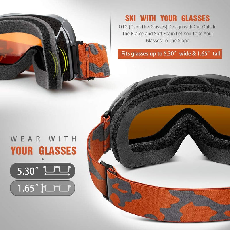 Load image into Gallery viewer, OutdoorMaster OTG Ski Goggles - Over Glasses Ski/Snowboard Goggles for Men, Women &amp; Youth - 100% UV Protection-OM-5
