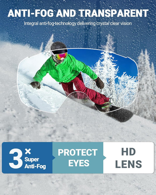 OutdoorMaster Ski Goggles with Cover Snowboard Snow Goggles OTG Anti-Fog -100% UV Protection-OM-18
