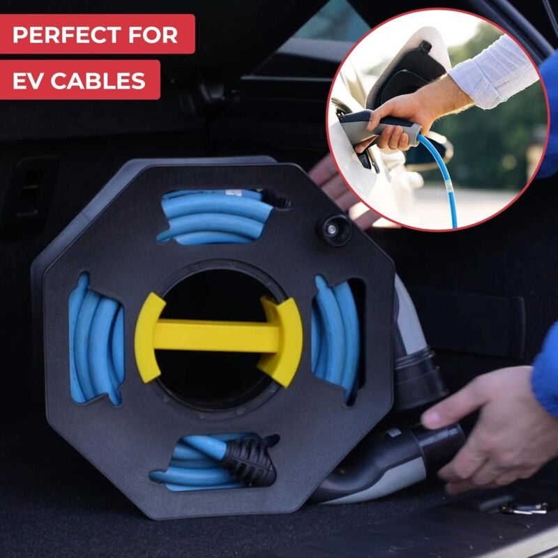 Load image into Gallery viewer, Caravan Cable Reel, Manual, Empty, For Camping And Household, Up To 25 M Of Cable, Plastic, Black And Yellow
