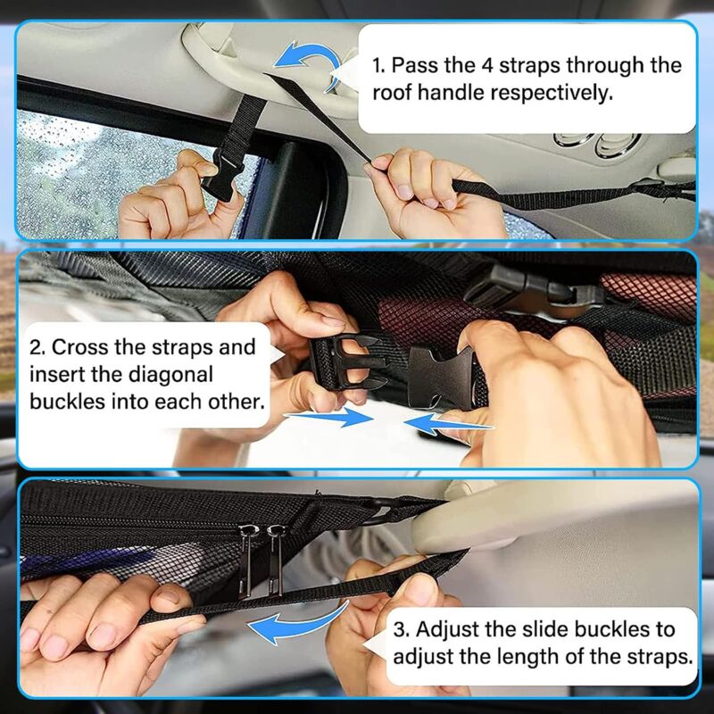 Load image into Gallery viewer, Car ROof Storage Net 90Cmx65Cm Universal Luggage Bag For Travel And Organizer Four ROof Armrests For Suv, Van
