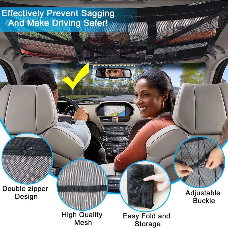 Load image into Gallery viewer, Car ROof Storage Net 90Cmx65Cm Universal Luggage Bag For Travel And Organizer Four ROof Armrests For Suv, Van

