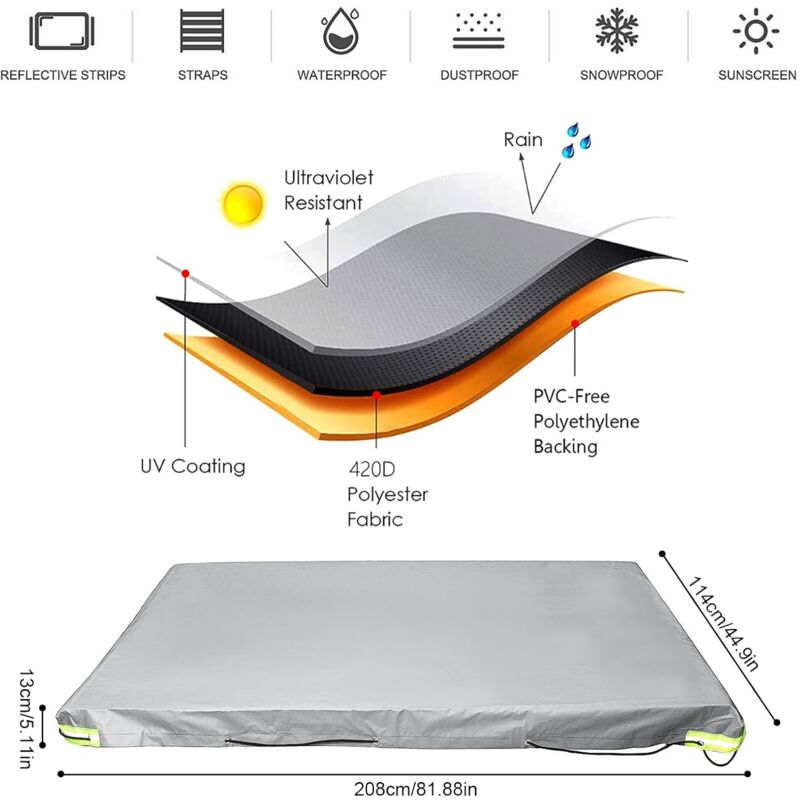 Load image into Gallery viewer, Flat Trailer Cover - 208 X 114 X 13 Cm - Dustproof - For 750 Kg Trailer - Grey
