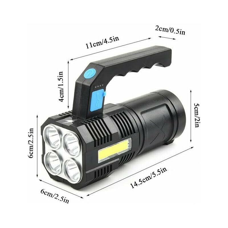 Load image into Gallery viewer, Ultra Powerful Rechargeable Cob LED Flashlight Waterproof Work Light 4 Modes Portable Emergency Torch For Hiking
