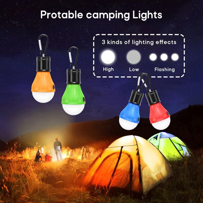Load image into Gallery viewer, 4 Pack LED Camping Lights Hiking Fishing Emergency Light Waterproof Battery Powered LED Indoor Outdoor Lighting
