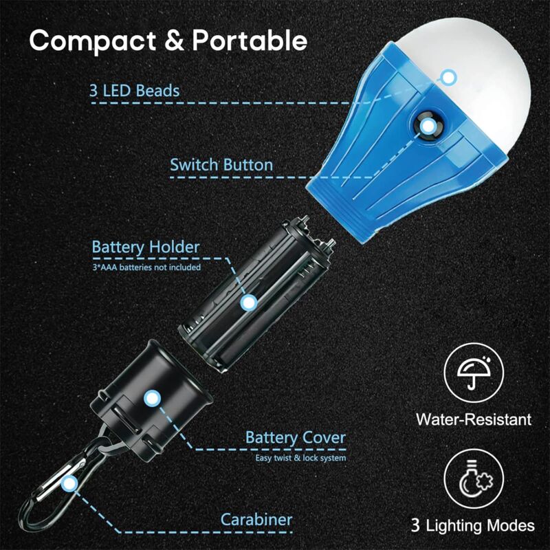 Load image into Gallery viewer, 4 Pack LED Camping Lights Hiking Fishing Emergency Light Waterproof Battery Powered LED Indoor Outdoor Lighting
