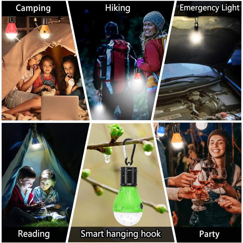 Load image into Gallery viewer, 4 Pack LED Camping Lights Hiking Fishing Emergency Light Waterproof Battery Powered LED Indoor Outdoor Lighting
