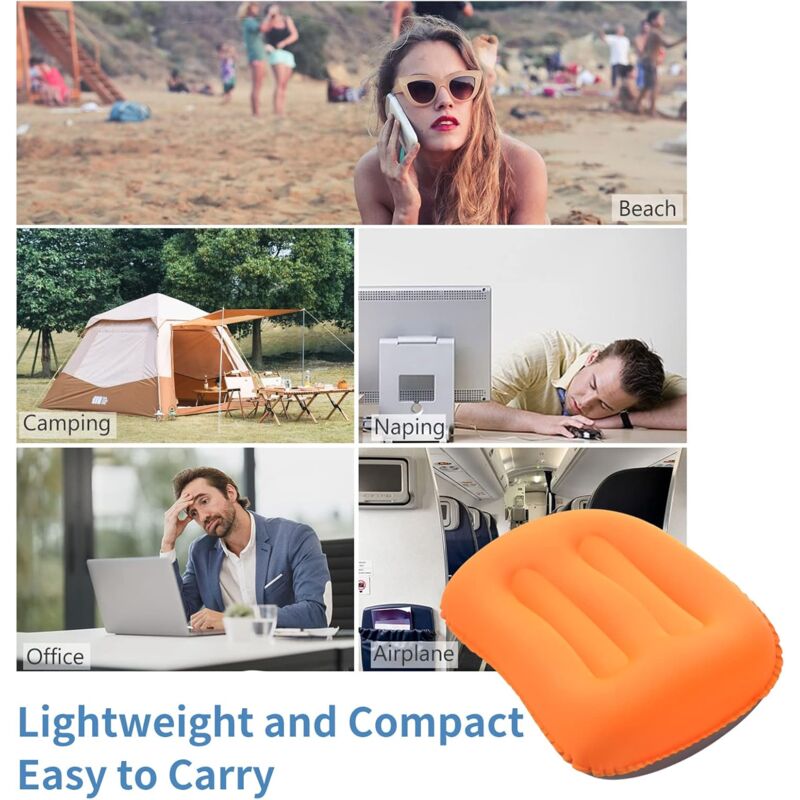 Load image into Gallery viewer, Inflatable Camping Pillows Orange 2 Pack Compact And Ultralight Beach Pillows For Travel, Hiking And Mountaineering
