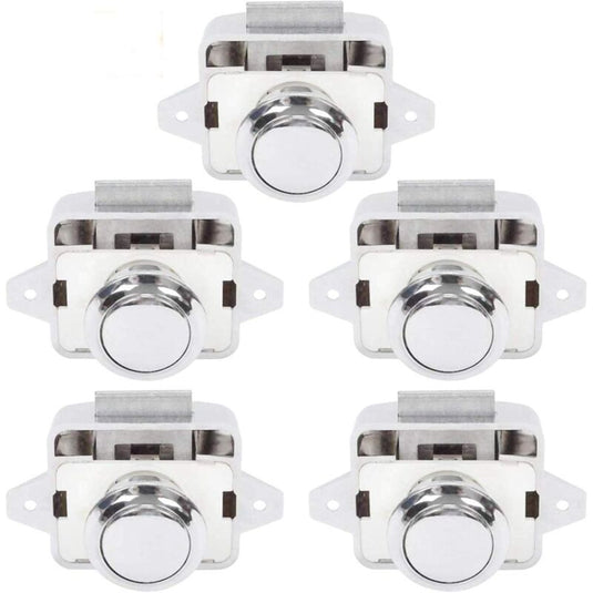 Push Button Camper - Lock Latch Door Closer Cupboard Knob For Rv Motorhome Caravan 5 pcs Silver