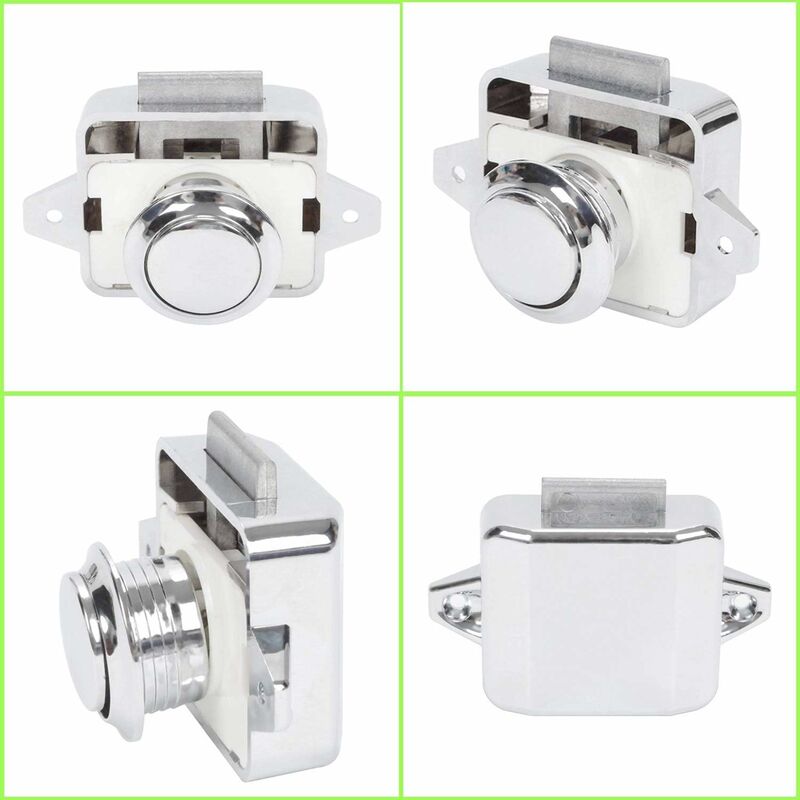 Load image into Gallery viewer, Push Button Camper - Lock Latch Door Closer Cupboard Knob For Rv Motorhome Caravan 5 pcs Silver
