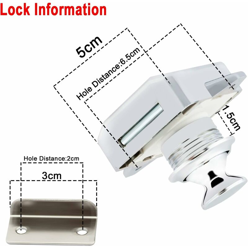 Load image into Gallery viewer, Push Button Camper - Lock Latch Door Closer Cupboard Knob For Rv Motorhome Caravan 5 pcs Silver
