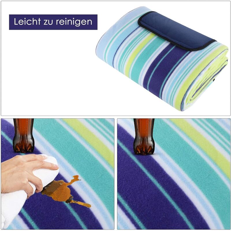 Load image into Gallery viewer, 200 X 200 Cm Large Waterproof Sandproof Picnic Blanket, 3 Layer Beach Blanket With Carry Handle, Outdoor Picnic Mat
