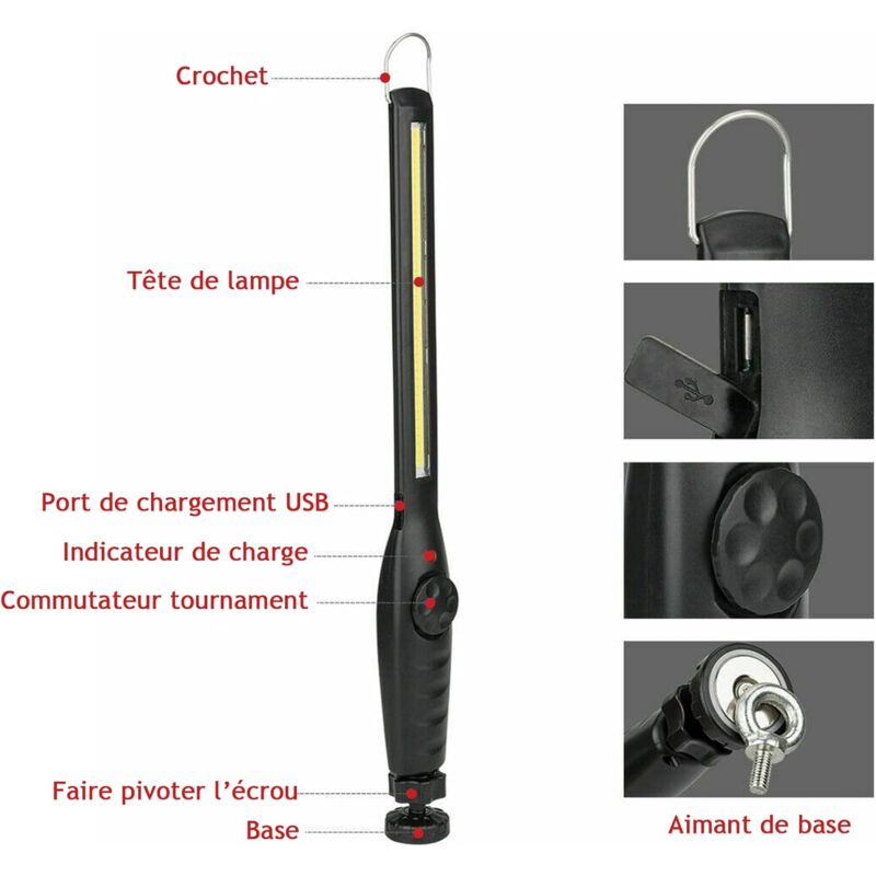 Load image into Gallery viewer, 2 pcs Magnetic LED Work Light Super Bright Rechargeable Flashlight For Garage, Camping, Hiking, Car Repair, Emergency
