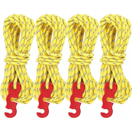 4 pcs Reflective Guy Lines With ROpe Tensioner, 4M, Diameter: 3Mm, Tear Resistant, For Tent And Shade Sail