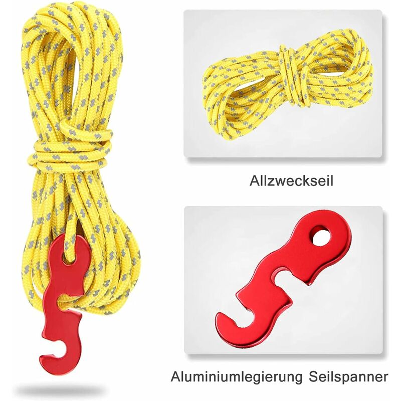 Load image into Gallery viewer, 4 pcs Reflective Guy Lines With ROpe Tensioner, 4M, Diameter: 3Mm, Tear Resistant, For Tent And Shade Sail
