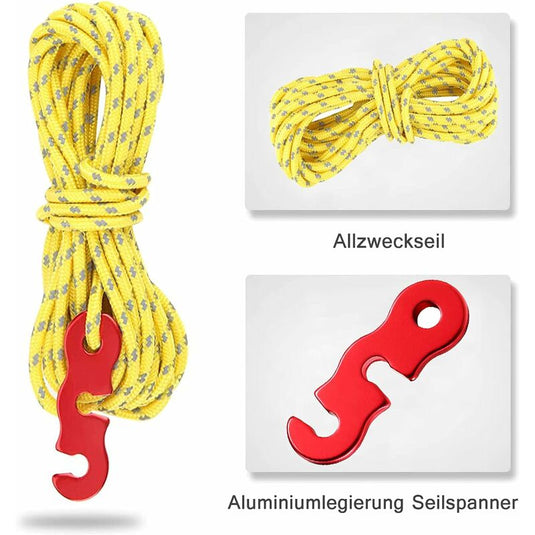 4 pcs Reflective Guy Lines With ROpe Tensioner, 4M, Diameter: 3Mm, Tear Resistant, For Tent And Shade Sail