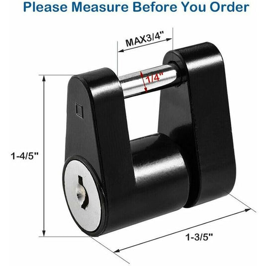 Caravan Security Locks For Safe And Durable Theft Protection, Unisex Metal Locksmith Tools, Trailer Lock, Black