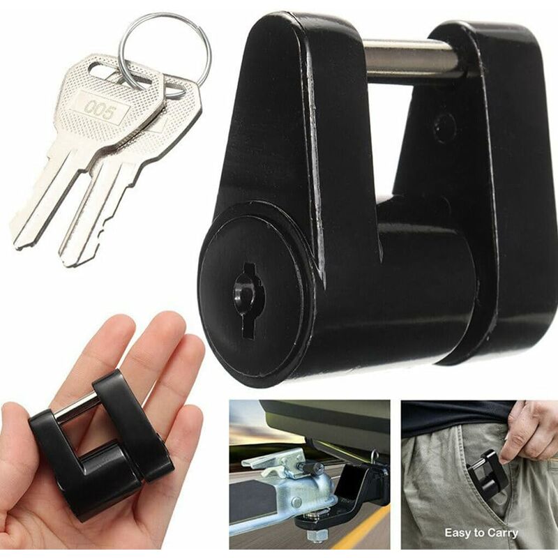 Load image into Gallery viewer, Caravan Security Locks For Safe And Durable Theft Protection, Unisex Metal Locksmith Tools, Trailer Lock, Black
