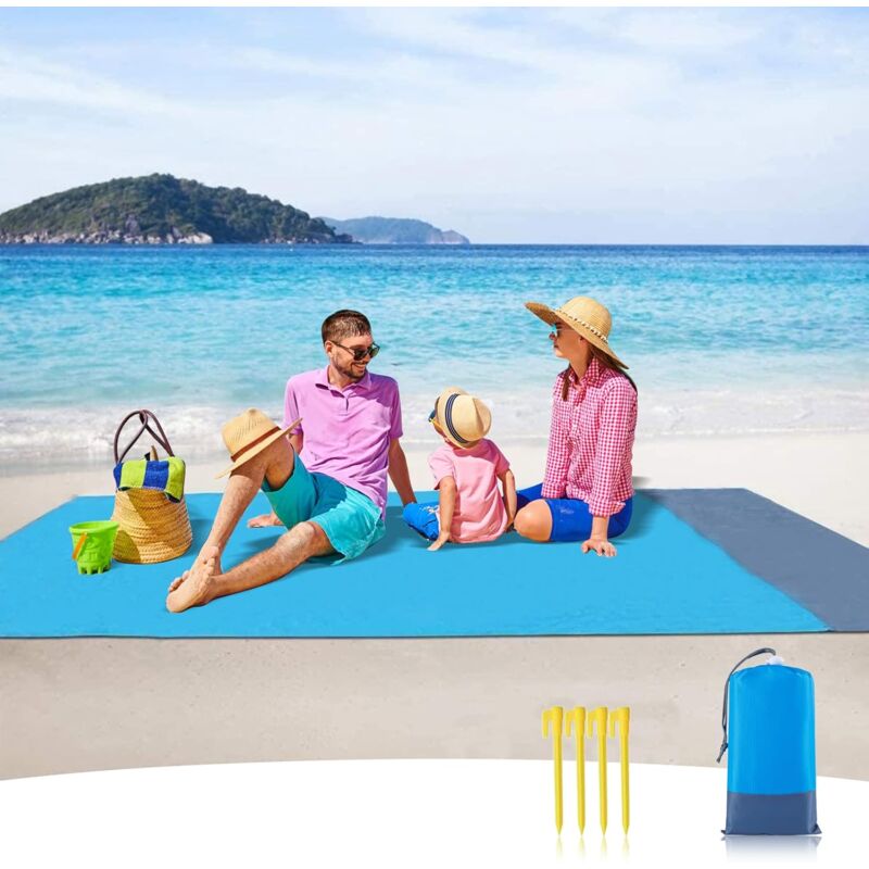 Load image into Gallery viewer, Sandproof Beach Blanket Waterproof Beach Mat 210 X 200 Cm 4 Fixing Corners Beach Mat For Beach Travel Camping Hiking
