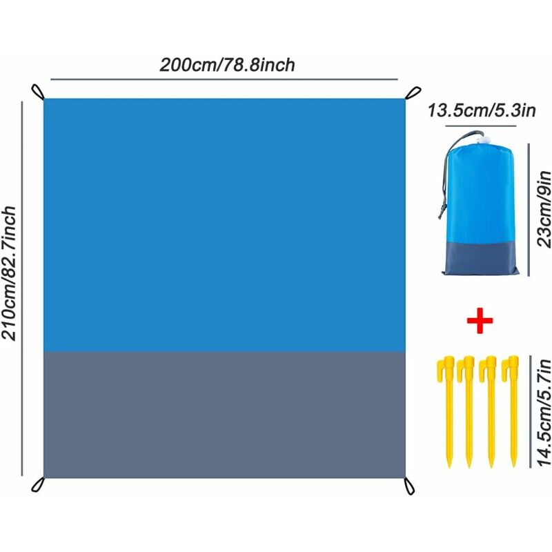 Load image into Gallery viewer, Sandproof Beach Blanket Waterproof Beach Mat 210 X 200 Cm 4 Fixing Corners Beach Mat For Beach Travel Camping Hiking
