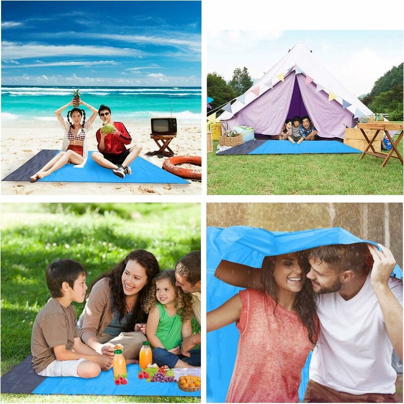 Load image into Gallery viewer, Sandproof Beach Blanket Waterproof Beach Mat 210 X 200 Cm 4 Fixing Corners Beach Mat For Beach Travel Camping Hiking
