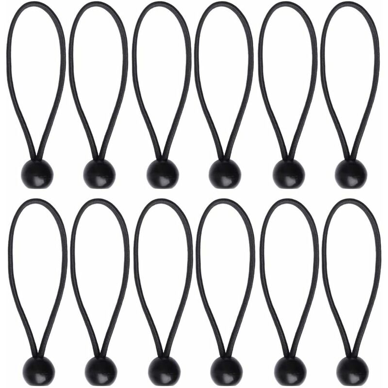 Load image into Gallery viewer, 12 pcs Black Tarpaulin Bungees Balls Tarp Bungee Cord For Banner, Tarpaulins, Pavilions, Tents, Tent Bungee Hooks,
