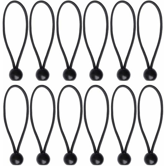 12 pcs Black Tarpaulin Bungees Balls Tarp Bungee Cord For Banner, Tarpaulins, Pavilions, Tents, Tent Bungee Hooks,