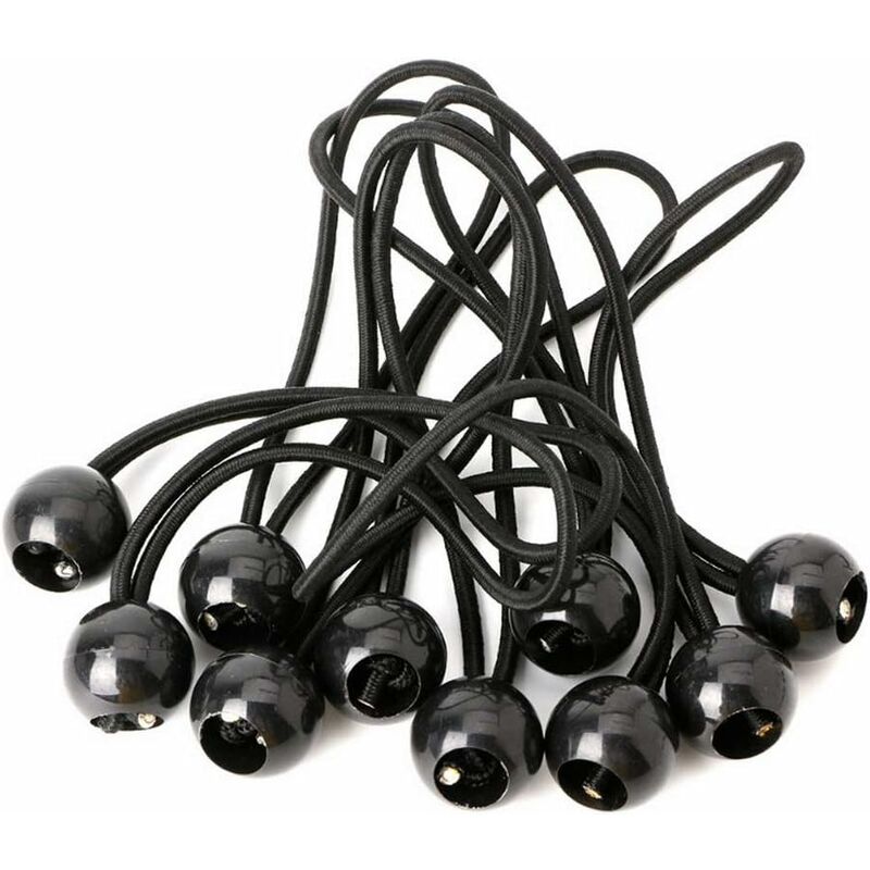 Load image into Gallery viewer, 12 pcs Black Tarpaulin Bungees Balls Tarp Bungee Cord For Banner, Tarpaulins, Pavilions, Tents, Tent Bungee Hooks,
