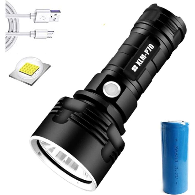 Load image into Gallery viewer, 30000-100000 Lumen High Power LED Flashlight Waterproof Ultra Bright, 3 Modes High Brightness Usb Rechargeable
