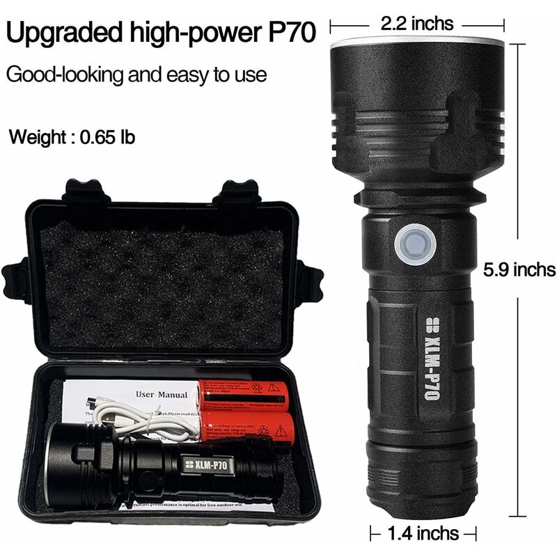 Load image into Gallery viewer, 30000-100000 Lumen High Power LED Flashlight Waterproof Ultra Bright, 3 Modes High Brightness Usb Rechargeable
