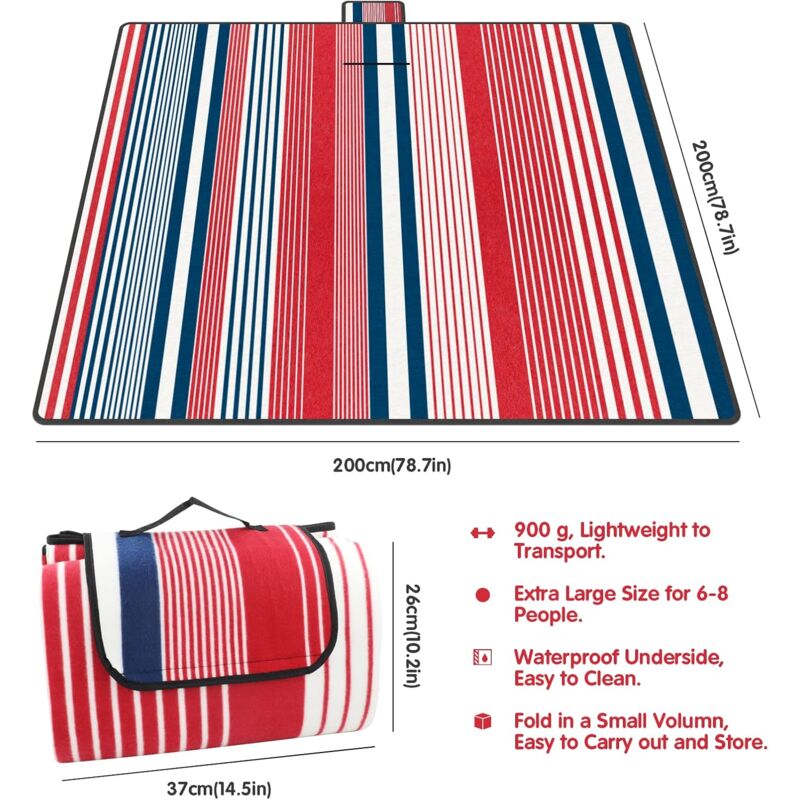 Load image into Gallery viewer, Picnic Mat 200 X 200 Cm, Waterproof Picnic Blanket For Beach And Garden, Large Picnic Tablecloth For Family (4-6 People)
