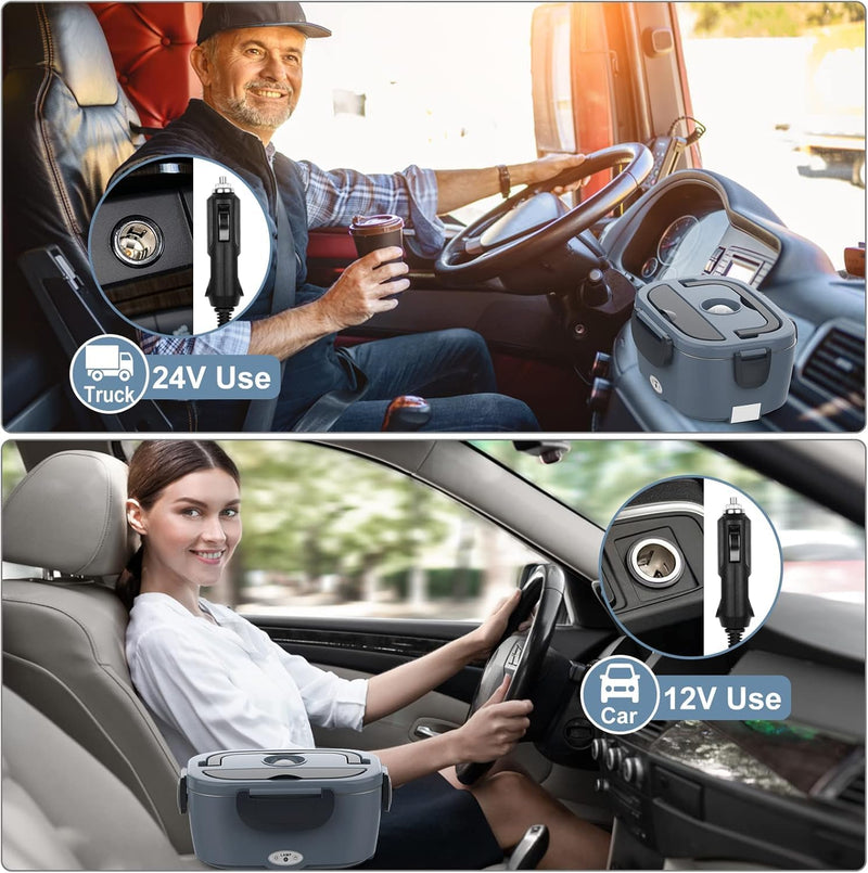 Load image into Gallery viewer, Electric Heated Lunch Box for Men/Women Home 80W Portable Food Warmer with 110V-250V Stainless Steel Leakproof Container for Work Travel Jobsite Camping Christmas White Elephant Gifts
