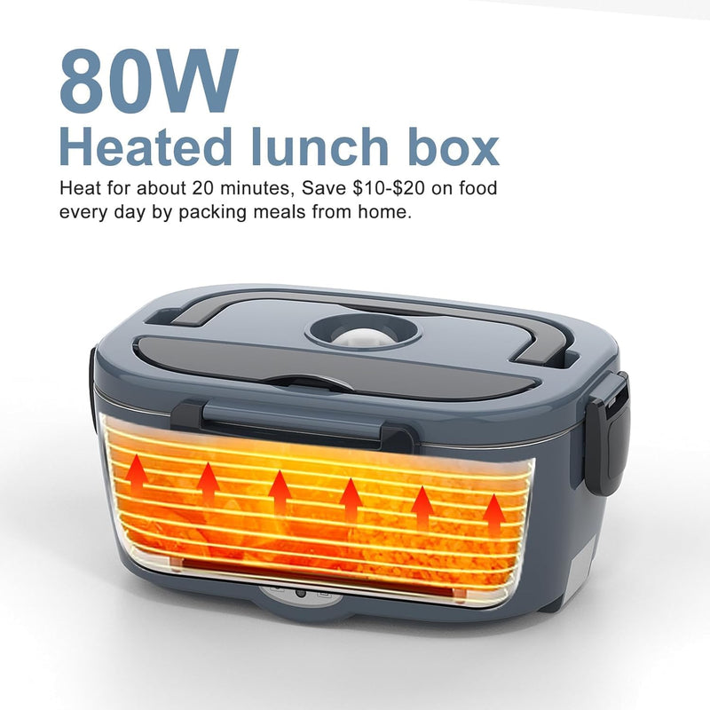 Load image into Gallery viewer, Electric Heated Lunch Box for Men/Women Home 80W Portable Food Warmer with 110V-250V Stainless Steel Leakproof Container for Work Travel Jobsite Camping Christmas White Elephant Gifts
