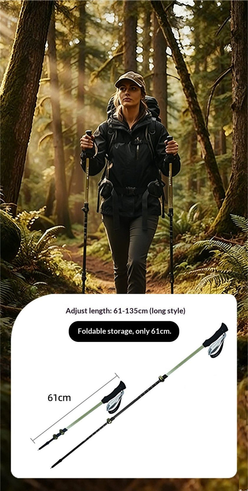 Load image into Gallery viewer, CarbonFiberTelescopicPole-ForHeightsUnder170cm
