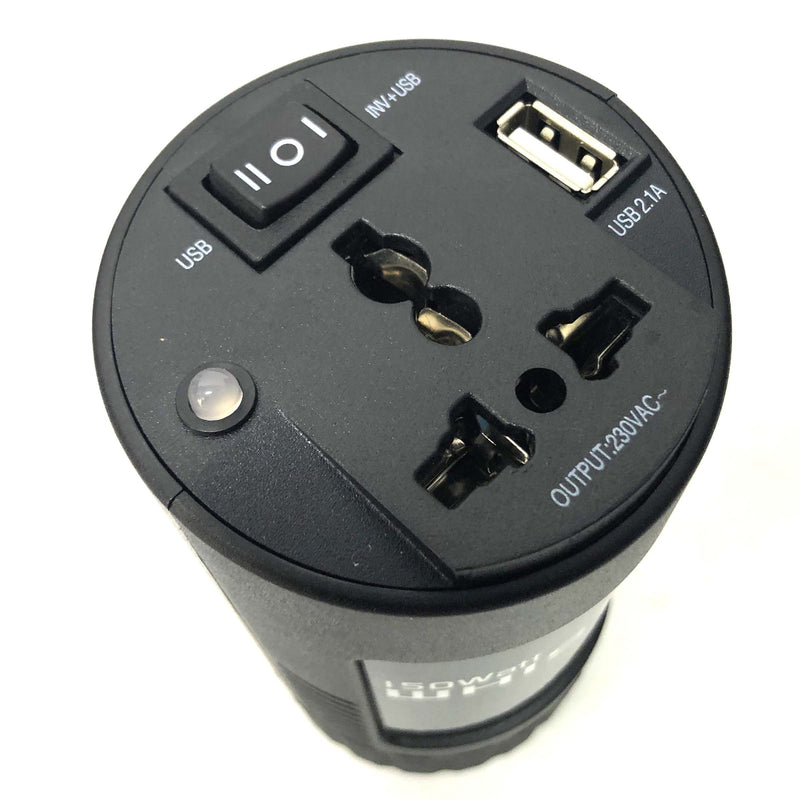 Load image into Gallery viewer, Compact 150W Car Caravan Power Inverter 12v 240v AC DC Sine Wave Can Cup Holder Size
