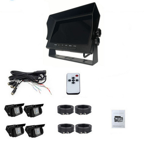 Load image into Gallery viewer, 4-Channel Split 7&quot; Screen Monitor w/4 Reversing Camera Kit for Truck Trailer Bus
