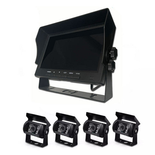 Load image into Gallery viewer, 4-Channel Split 7&quot; Screen Monitor w/4 Reversing Camera Kit for Truck Trailer Bus
