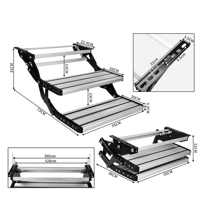 Load image into Gallery viewer, Aluminium Double Caravan Step Pull Out Folding Steps For Road RV Camper Trailer
