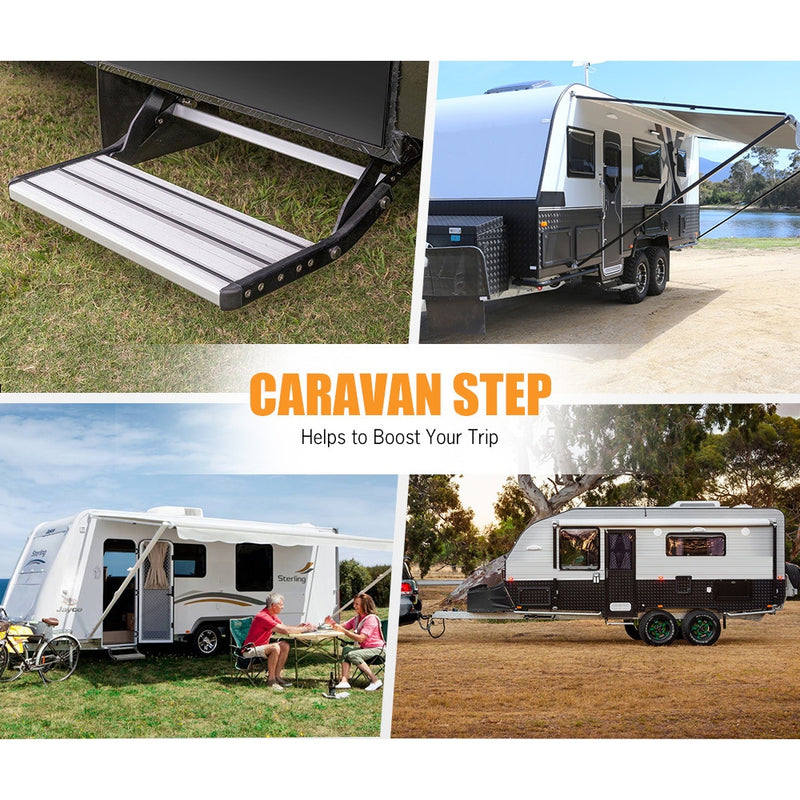 Load image into Gallery viewer, Caravan Step Aluminium 200KG Pull Out Step Folding Camper Trailer Motorhome Step
