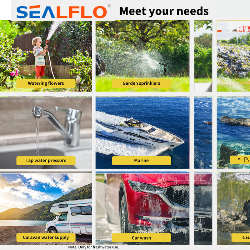 Load image into Gallery viewer, 12V SEALFLO Water Pump High Pressure Self-priming rv Camping Boat 70PSI 11.3L/M
