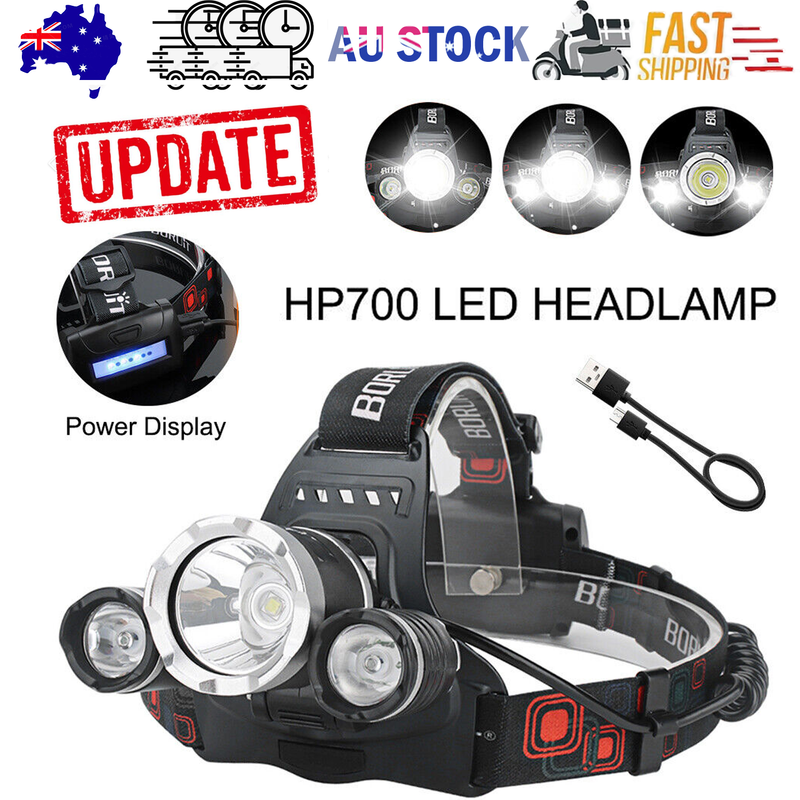 Load image into Gallery viewer, HP700 LED Headlamp Head Torch Lamp Rechargeable Light Headlight  Camping

