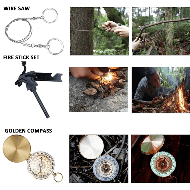 Load image into Gallery viewer, 16in1 SOS Kit Outdoor Emergency Equipment Box For Camping Survival Gear
