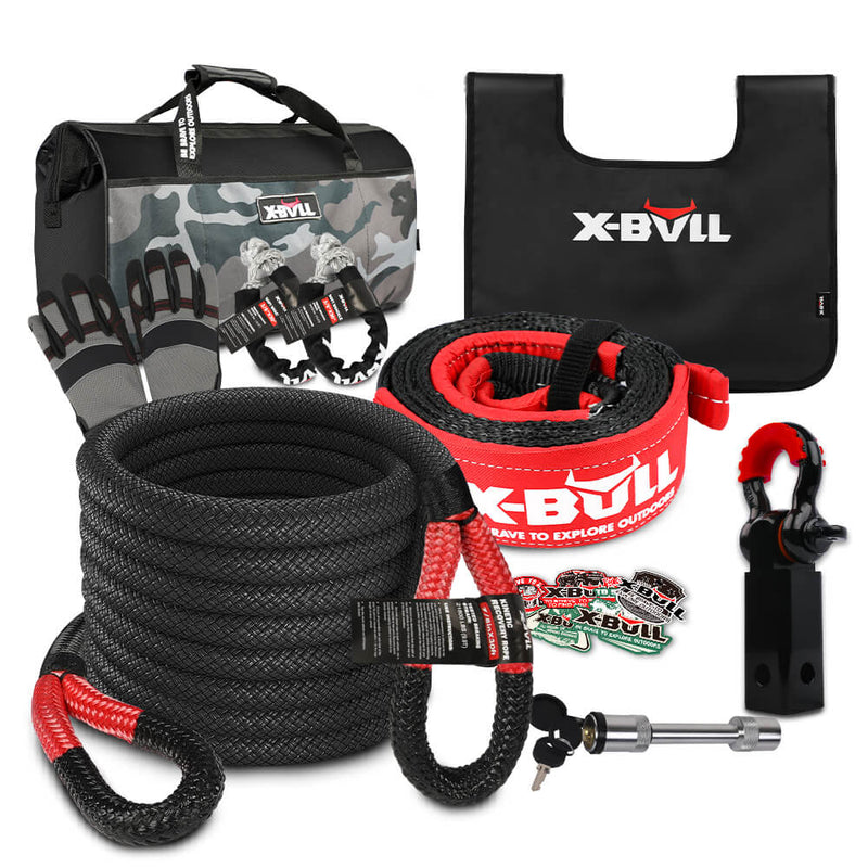 Load image into Gallery viewer, X-BULL Recovery Kit Kinetic Recovery Rope With Hitch Receiver 5T Recovery Receiver
