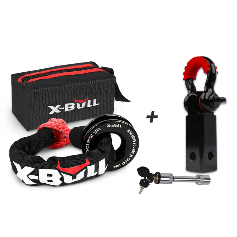 Load image into Gallery viewer, X-BULL Soft Shackle Synthetic Rope Recovery Snatch Ring /Recovery Hitch Receiver
