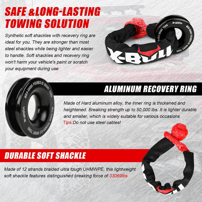 Load image into Gallery viewer, X-BULL Soft Shackle Synthetic Rope Recovery Snatch Ring /Recovery Hitch Receiver
