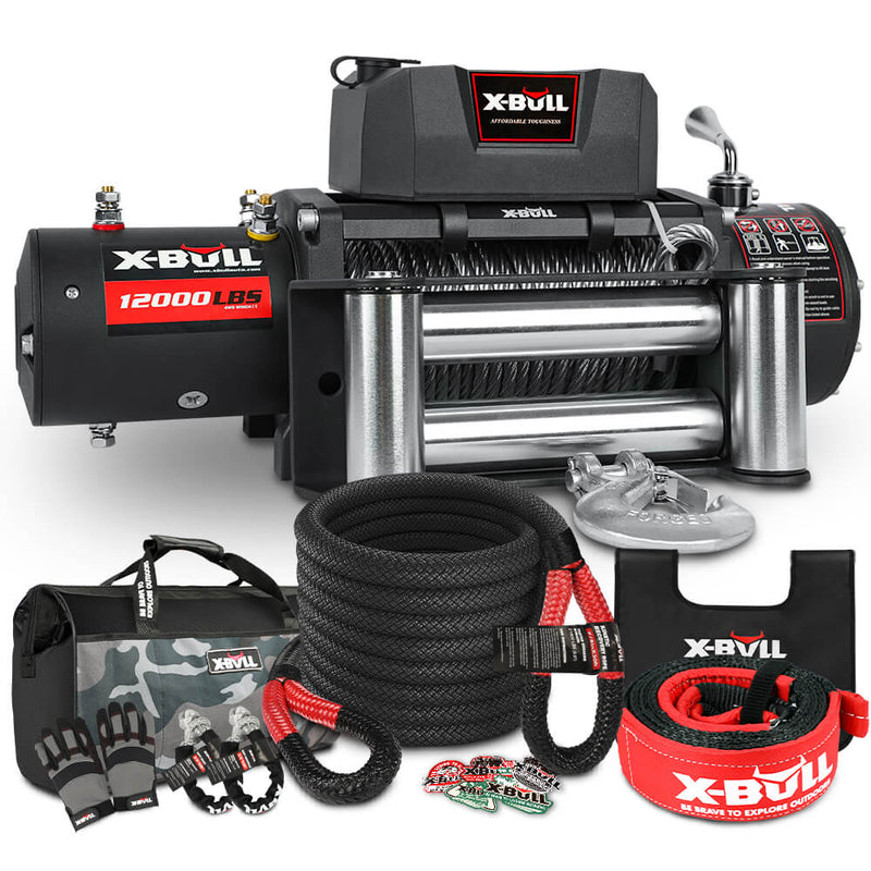 Load image into Gallery viewer, X-BULL 4WD Recovery Kit Kinetic Recovery Rope With 12000LBS Electric Winch 12V Winch 4WD 4X4 Offroad
