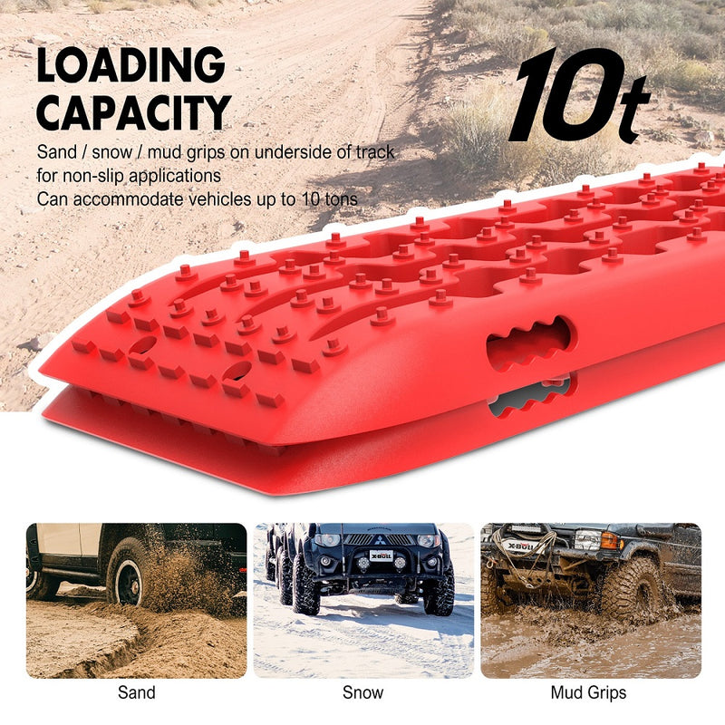 Load image into Gallery viewer, X-BULL Winch Recovery Kit Snatch Strap Off Road 4WD with Recovery Tracks Gen 2.0 Boards RED
