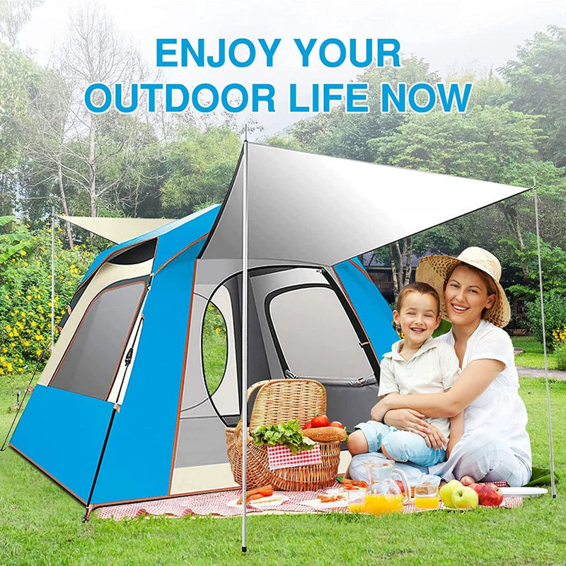 Load image into Gallery viewer, Instant Pop Up Tent For Hiking 2/3/4 Person Camping Tents, Waterproof Windproof Family Tent With Top Rainfly, Easy Set Up, Portable With Carry Bag, With UV Protection  / BLUE
