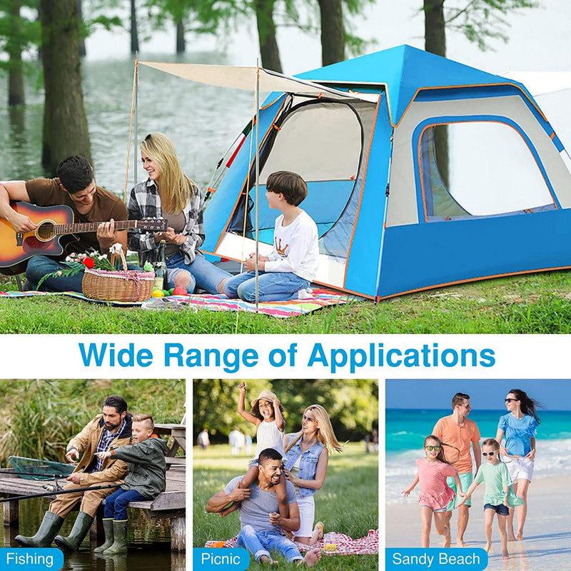 Load image into Gallery viewer, Instant Pop Up Tent For Hiking 2/3/4 Person Camping Tents, Waterproof Windproof Family Tent With Top Rainfly, Easy Set Up, Portable With Carry Bag, With UV Protection  / BLUE
